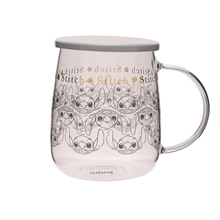 Mug en verre Stitch avec couvercle