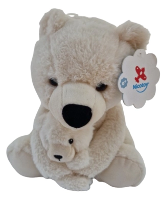 Witte Beer met baby knuffel 30cm