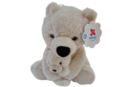 Witte Beer met baby knuffel 30cm