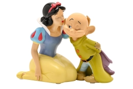 Tirelire Blanche-Neige et Simplet en résine