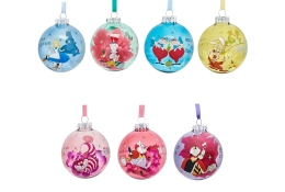 Ensemble de 7 boules de Noël Alice au pays des merveilles