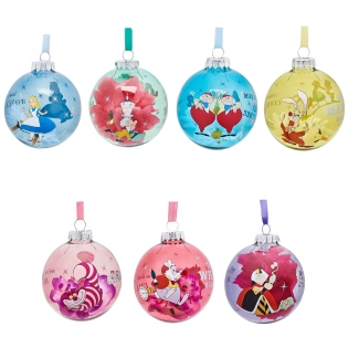 Disney „Alice in Wonderland“ 7er-Set Weihnachtskugeln