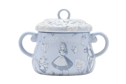 Alice in Wonderland theedoos lichtblauw keramiek