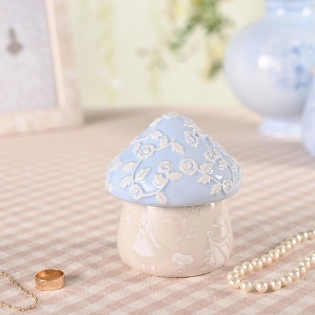 Alice in Wonderland Mushroom Keramik-Schmuckdose – blau/Beige
