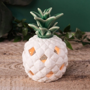 Porte-bougie chauffe-plat ananas blanc