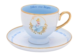 Disney Cinderella pastel theekop en schotel blauw