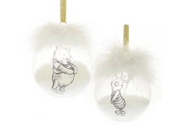 Ensemble de 2 boules de Noël Disney Winnie l'Ourson et Porcinet en acrylique