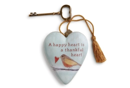Hart met sleutel A happy heart is a thankful heart