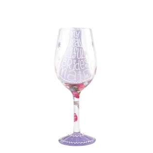 “Beautiful Bridesmaid” Hand-painted Artisan Wine Glass
