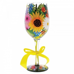 Wilde bloemen wijnglas
