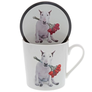 Jimmy the Bull Red Roses Tasse und Untersetzer