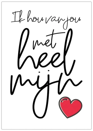 Spreukenbordje Ik hou van jou met heel mijn hart