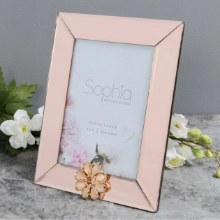 Cadre photo en verre miroir champagne