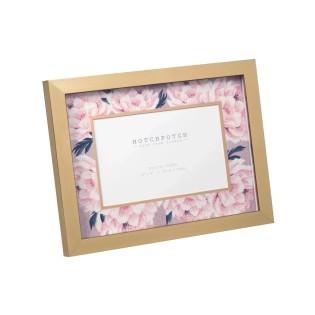 Fotolijst 10 x 15 cm, goudkleurig met roze bloemen