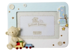 Cadre photo bleu Button Corner « Mon premier anniversaire »