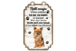Spreukenbordje Chihuahua langharig blond