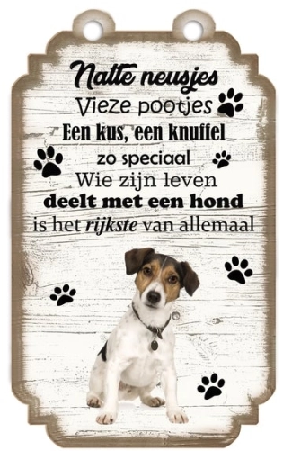 Spreukenbordje Jack Russel kortharig