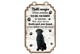 Spreukenbordje Labrador zwart