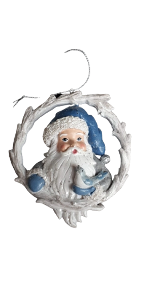 Kerstman met vogel ornament