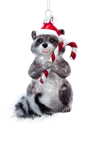 Waschbär mit Zuckerstange Ornament