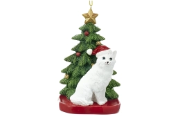 Décoration de Noël chat blanc