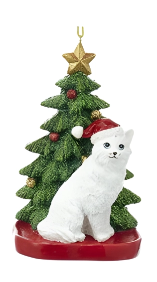 Décoration de Noël chat blanc