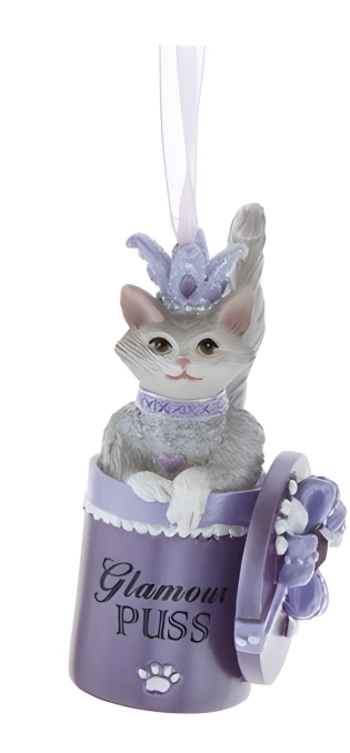 kat op doos ornament