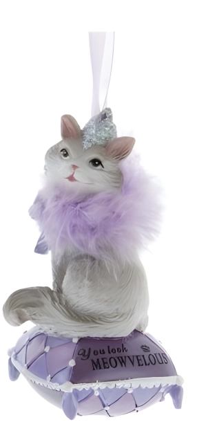 kat op kussen ornament