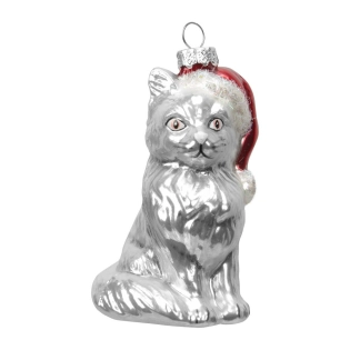 SierKatze mit Weihnachtsmütze Ornament