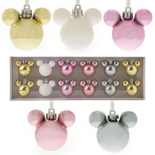 Disney 12er-Set Mini Mickey Weihnachtskugeln