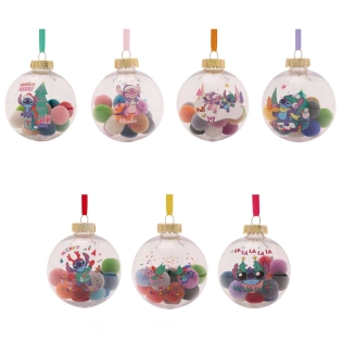 Set mit 7 Disney Stitch Weihnachtskugeln