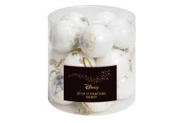 Lot de 15 boules de Noël Disney transparentes à paillettes