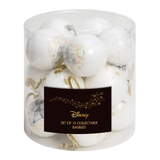 Lot de 15 boules de Noël Disney transparentes à paillettes