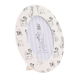 Cadre photo ovale avec motif chien