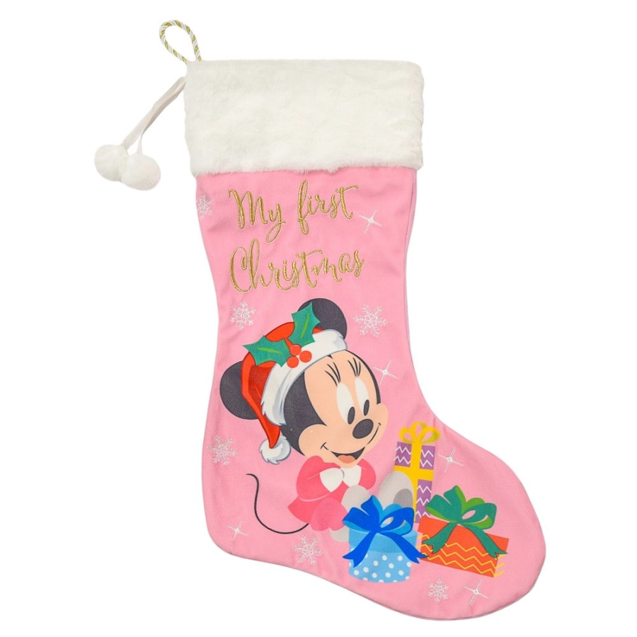 Disney kerstsok Minnie – My First Christmas babysok van pluche