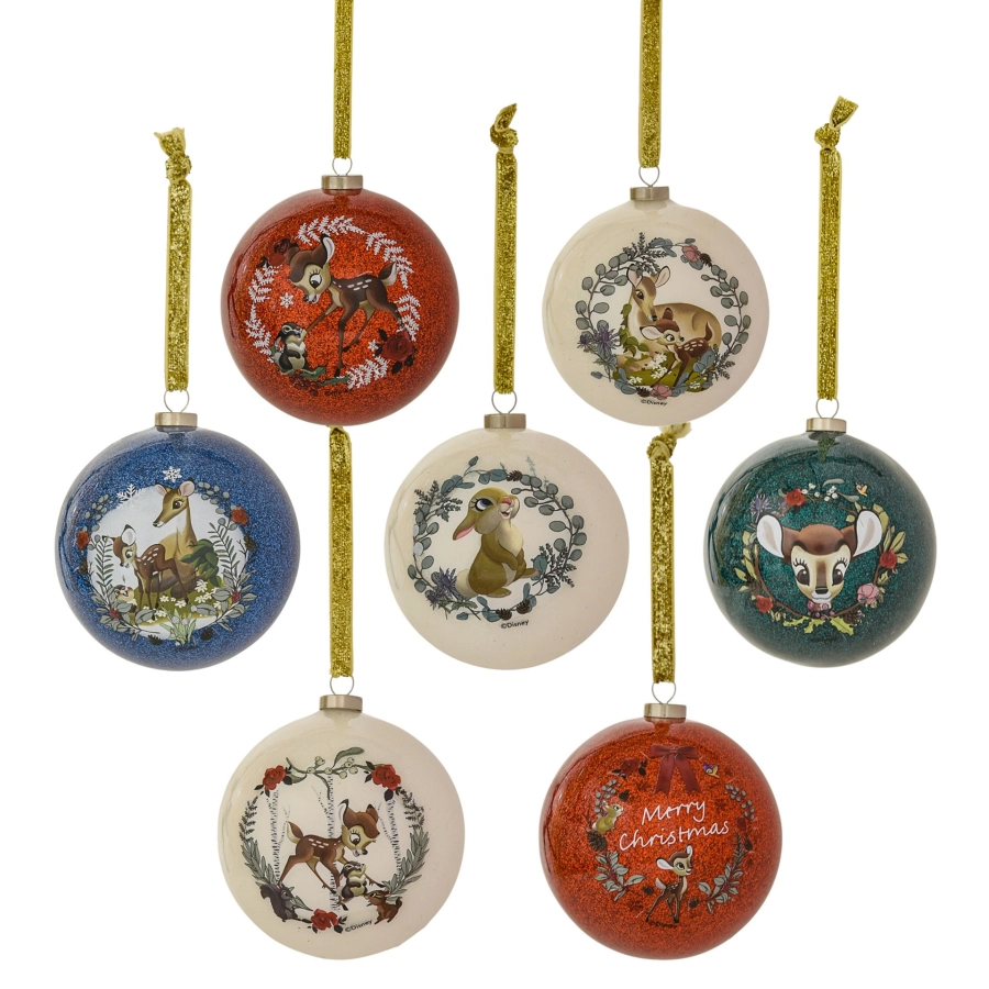 Bambi kerstballen set – 7 glitterornamenten Disney