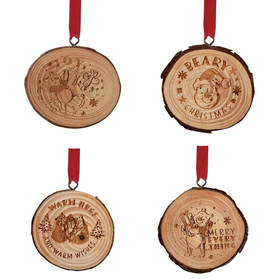 Winnie the Pooh houten kerstdecoraties – set van 4