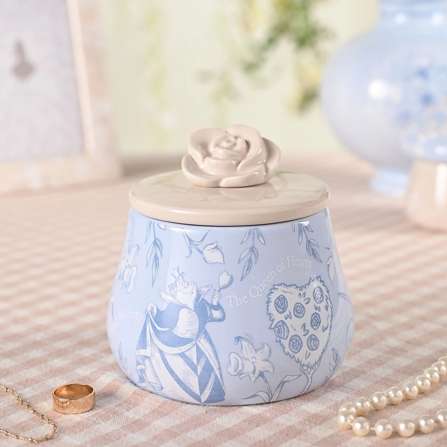 Alice in Wonderland Sieradendoos – Keramisch juwelendoosje lichtblauw/beige