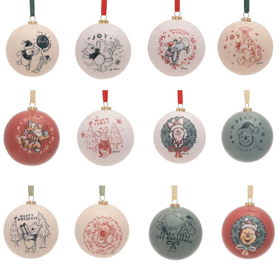 Winnie the Pooh Kerstballen Set – 12 Festieve Baubles