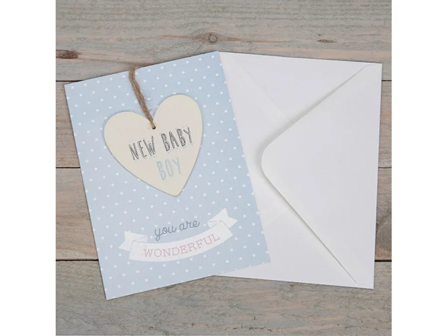 Karte mit Holzanhänger – NEW BABY BOY