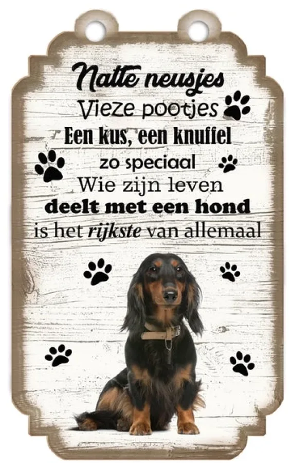 Spruchschild Dackel langhaarig