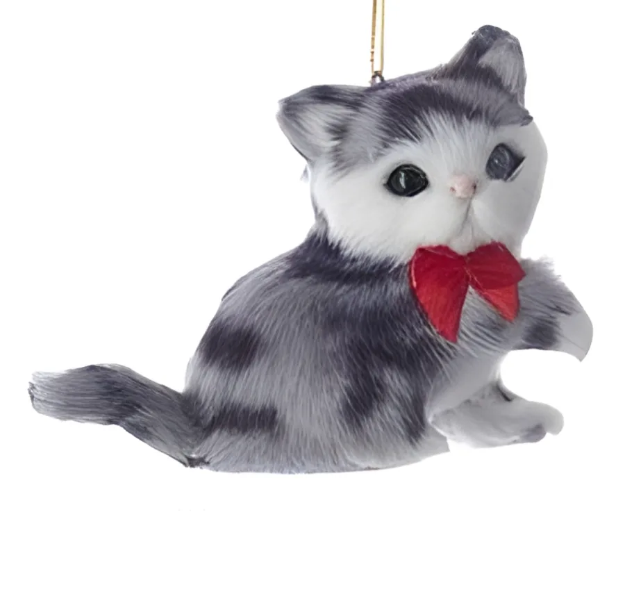 Weihnachtsanhänger Katze grau