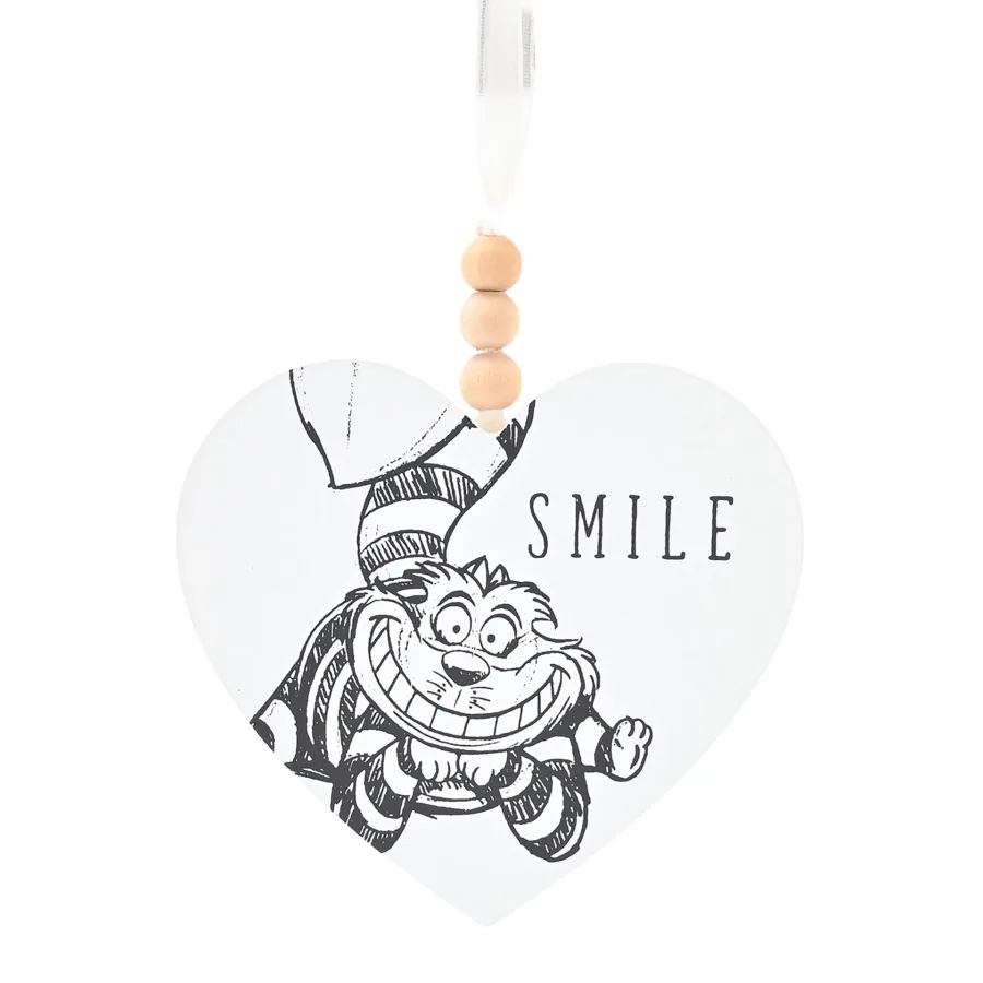 Grinsekatze Wandschild aus Holz „Smile“ – Alice im Wunderland