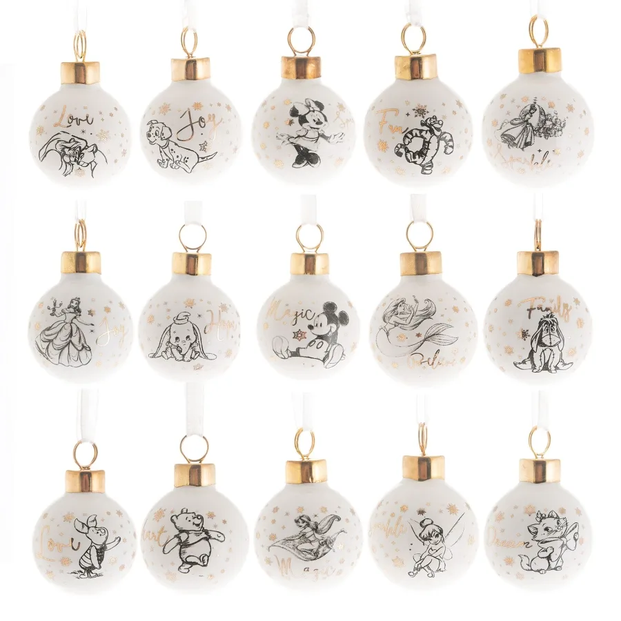Disney Weihnachtsstimmung: Set mit 15 Keramik-Christbaumkugeln – Deluxe Kollektion