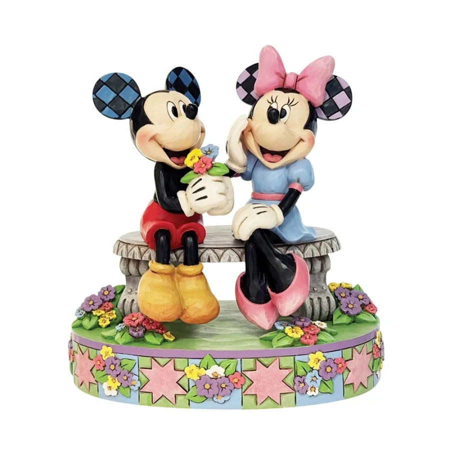 Micky und Minnie verliebt auf einer Bank – romantische Figur