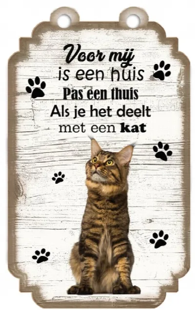 Spruchschild getigerte braune Katze