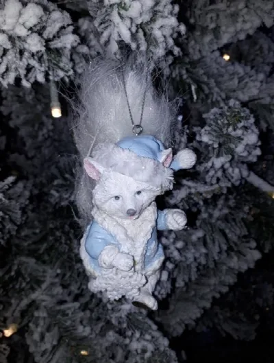 Weihnachtsanhänger laufender Waschbär