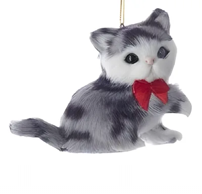 Weihnachtsanhänger Katze grau