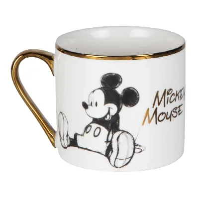 Mickey Mouse mok – luxe porselein met goudkleurig oor