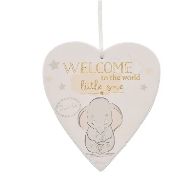Hart-plaque “Welcome to the World” – voor geboorte & babykamer